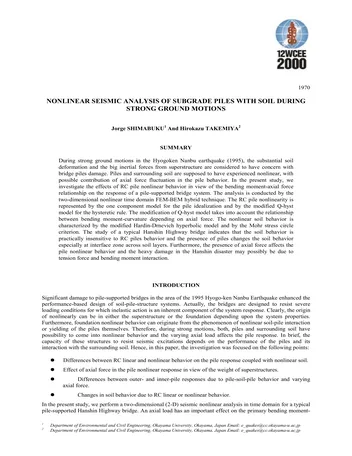 Más sobre Análisis Sísmico No Lineal de Pilotes de Subgrado con Suelo Durante Movimientos Fuertes del Terreno