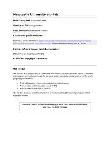 Más sobre Una breve nota sobre la presión de la tierra y el ángulo movilizado de fricción interna.