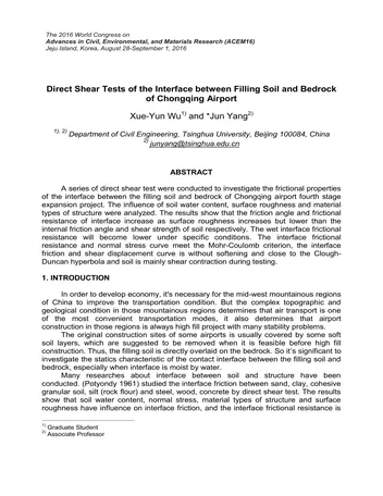 Más sobre Pruebas de Corte Directo de la Interfaz entre Suelo de Relleno y Roca Base