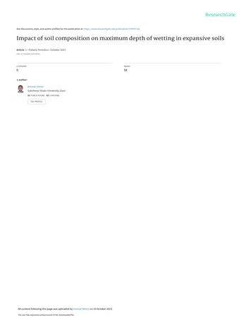 Más sobre Impacto de la Composición del Suelo en la Profundidad Máxima de Humectación en Suelos Expansivos