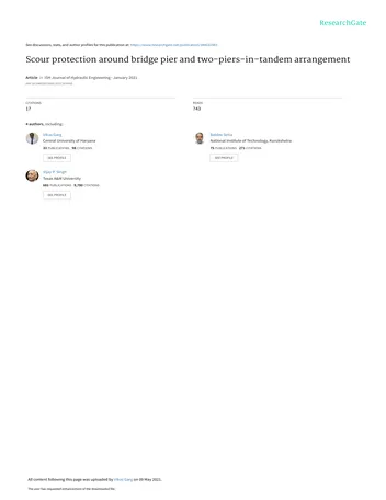 Más sobre Protección contra la Erosión Alrededor de Pilas de Puentes y Dos Pilas en Tándem.