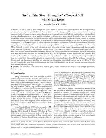 Más sobre Estudio de la Resistencia al Corte de un Suelo Tropical con Raíces de Césped