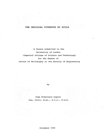 Más sobre La Resistencia Residual de los Suelos.