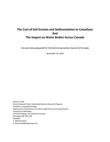 Más sobre El Costo de la Erosión y Sedimentación del Suelo para los Canadienses y el Impacto en el Agua