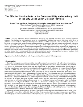 Más sobre El Efecto de la Nanocaolinita en la Compresibilidad y los Límites de Atterberg.